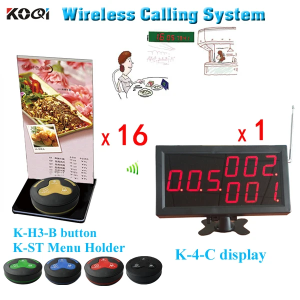 

Customer Table Bell System K-4-C+H3-B+ST with Waterproof Button And led Display For Restaurant Equipment DHL free shipping