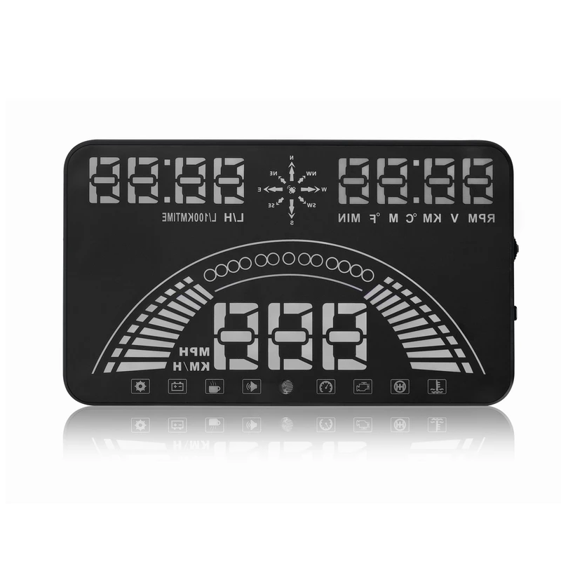 5.8&quot Large Screen S7 HUD Head Up Display Combing OBD and GPS Two Systems Engine Fault Alarm Dynamic Speed Over Speeding Warning |