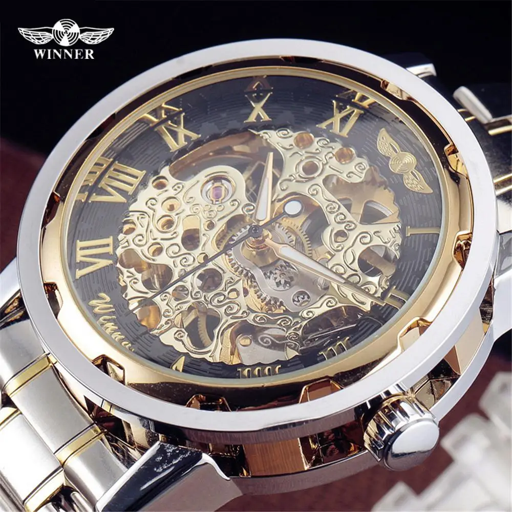 Часы скелетоны Winner Мужские механические роскошные Брендовые спортивные