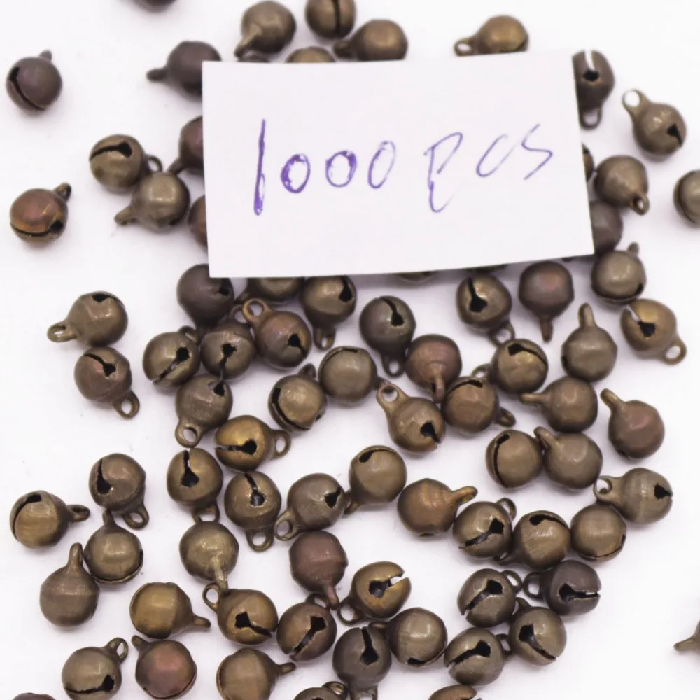 

1000 PCS Small 6mmX9mm Brass Color Metal Jingle Bells For Chrismas Tree Wreaths