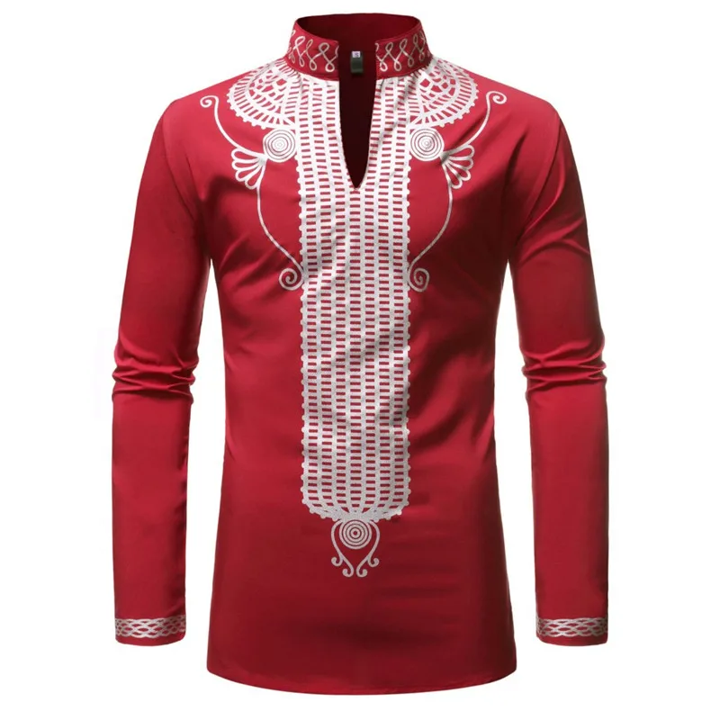 Рубашка Dashiki мужская с Африканским принтом модная уличная одежда повседневная