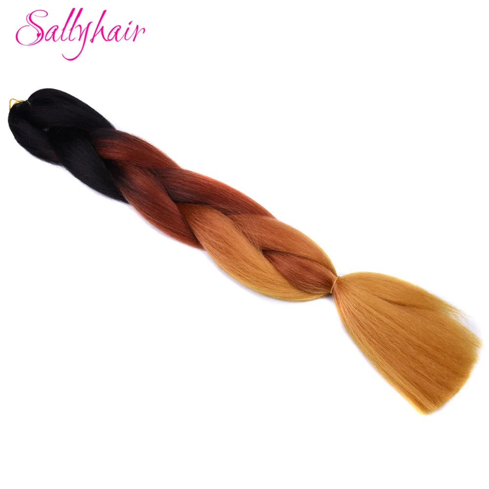 39 М Jumbo косы ombre плетение волос 2 3 тон чёрный; коричневый розовый цвет sallyhair 24 дюйма высокой Температура Волокно Синтетические волосы расширение - Цвет: 39 М