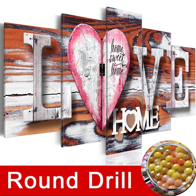 Round Drill HOMFUN 5 шт. полный квадратный/круглый дрель 5D DIY Алмазная картина "Цветок" мульти-картина комбинация вышивка 5D Декор A15348 - Цвет: Round Drill