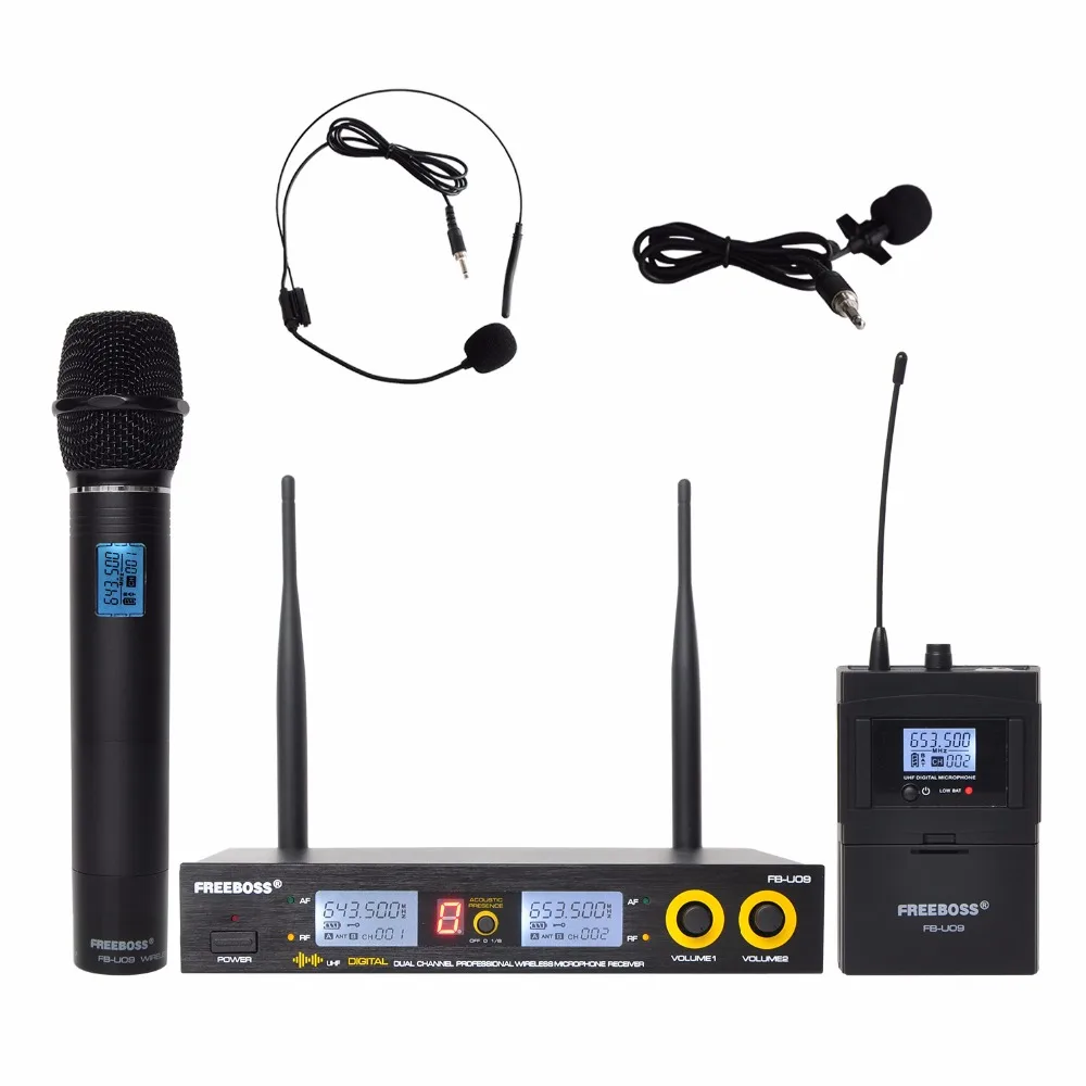 FB U09H двухсторонний передатчик цифровой UHF беспроводной микрофон с ручкой +