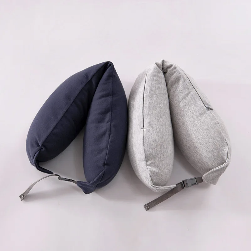 Travel Neck Pillow With Hood Support Solid Color U-Shape For Airplane Car Lightweight Easily Portable Cushion | Дом и сад