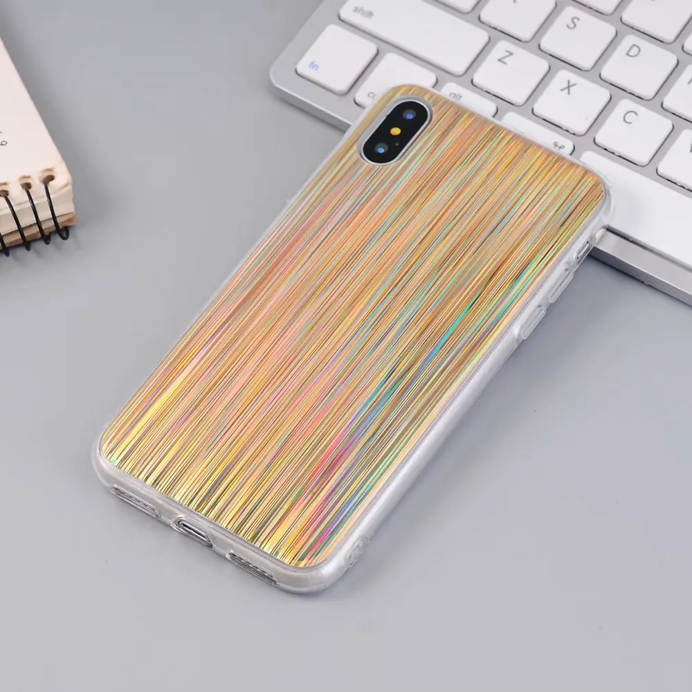 Новые роскошные голографическая зеркало лазерной чехол для телефона iPhone 6 6S 7 8 Plus