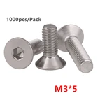 1000 шт. M3 * 5 плоский винт DIN7991 Шестигранная розетка плоская потайная головка болт SUS304 болты из нержавеющей стали M3X5mm