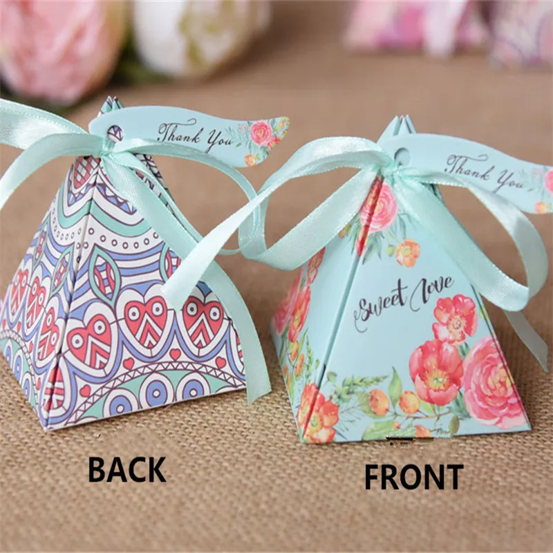 10 шт./лот красочная милая любовь свадебная коробка для конфет с лентой и