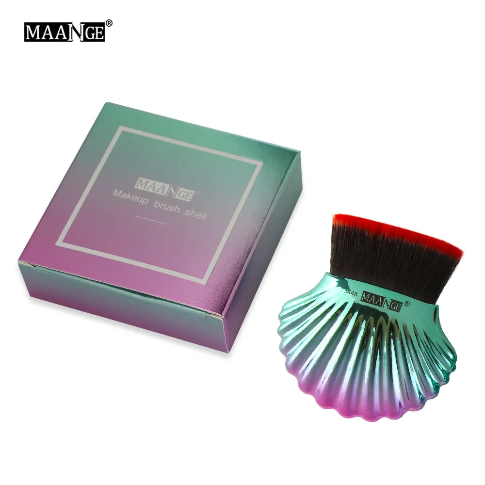 flat top-multi-red MAANGE 1 шт. основа для макияжа кисть+ коробка коническая Круглая Плоская верхняя мягкая пудра косметическая Красота ракушка Макияж Кисти Инструменты Maquiage - Handle Color: flat top-multi-red
