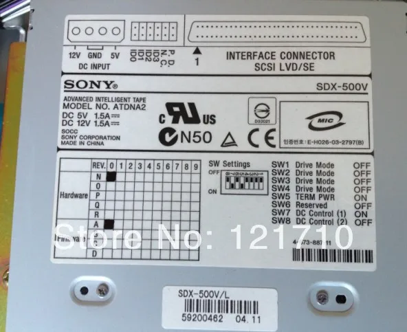 

AIT2 ATDNA2 SDX-500V L 68 pin Advanced Intelligent SCSI Tape Driver