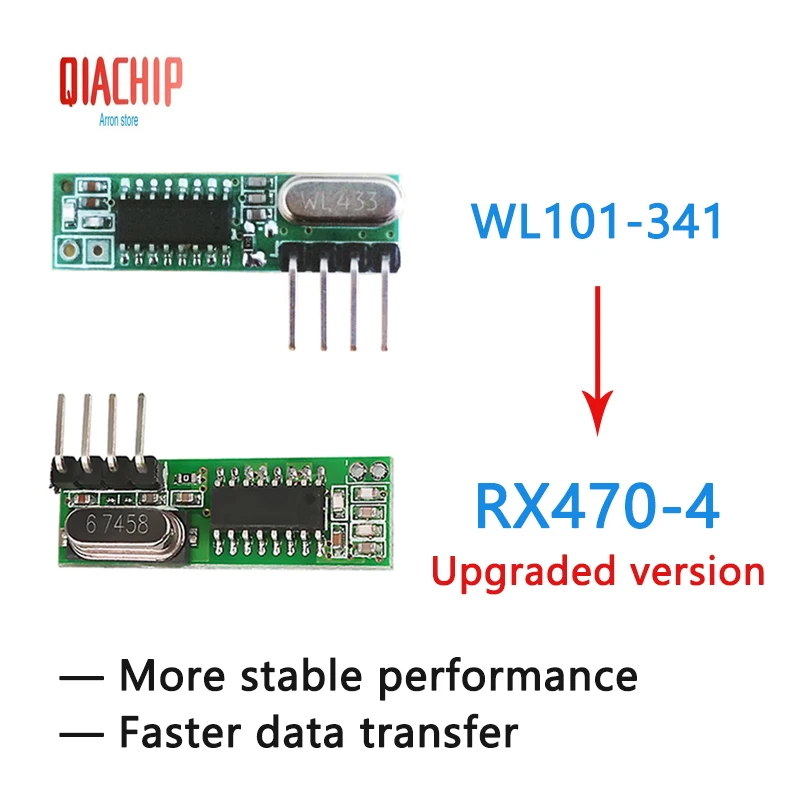 Сверхгетеродинный приемник QIACHIP RF 433 МГц беспроводное реле постоянного тока 1