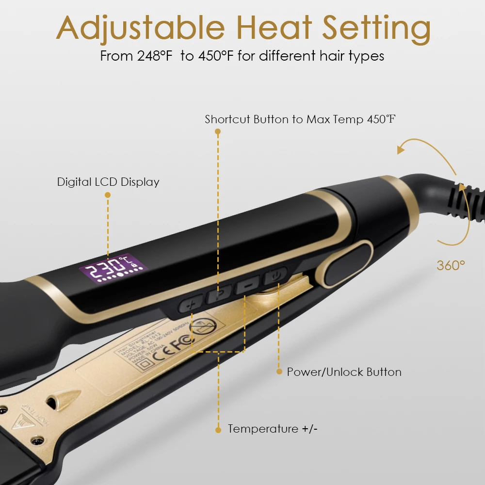 SwanMyst Flat Iron 2 дюймов Профессиональный Выпрямитель для волос с Nano Титан пластин