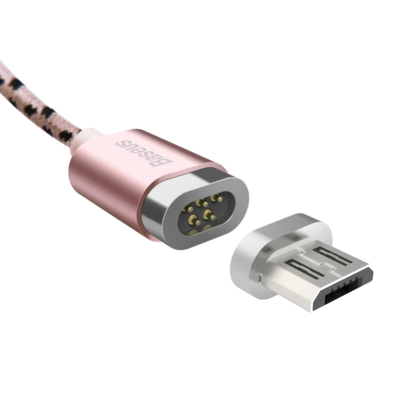 Магнитный usb-кабель для зарядки для iPhone samsung sony xiaomi redmi note 6 5 4x зарядный кабель 1 м 2.4A для apple светильник с разъемом микро usb - Цвет: Micro Rose gold