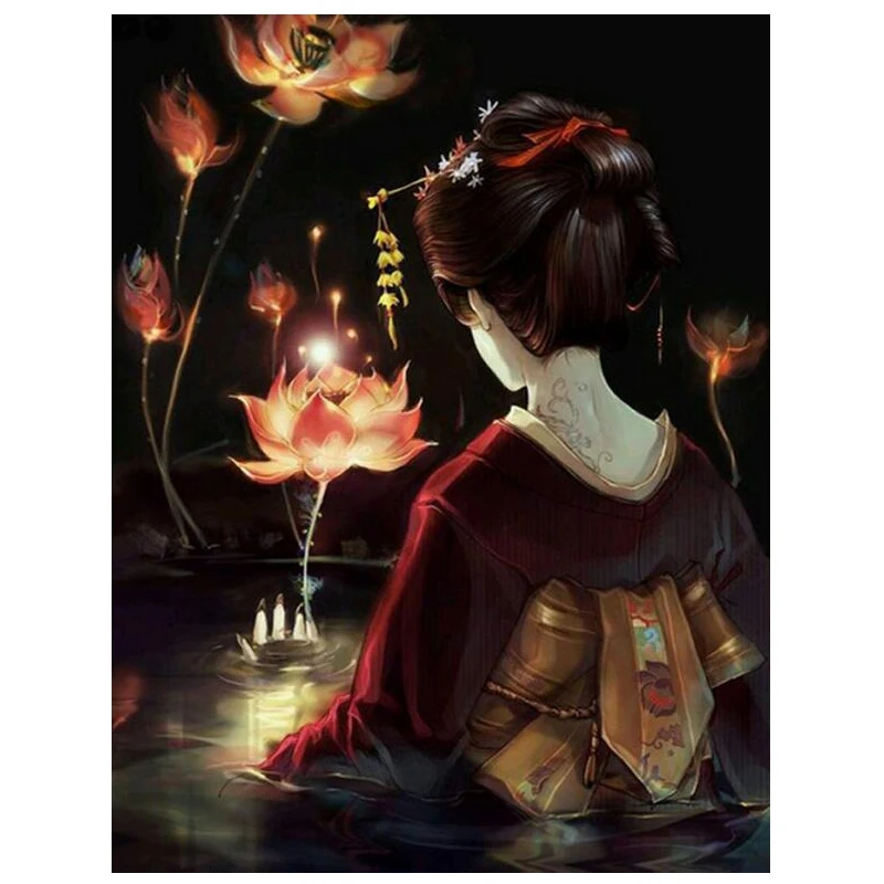 Набор для алмазной вышивки &quotдевушка-Гейша&quot 5d | Дом и сад