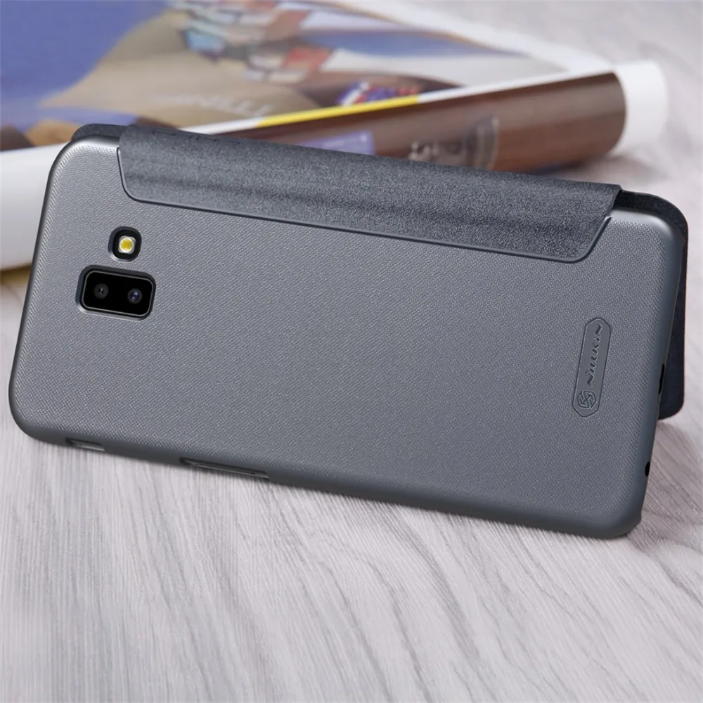 Для Samsung Galaxy J6+ J6 Prime Флип Чехол Nillkin Полное Покрытие Блеск супер тонкий PU Флип кожаный чехол Для Samsung J6 Plus