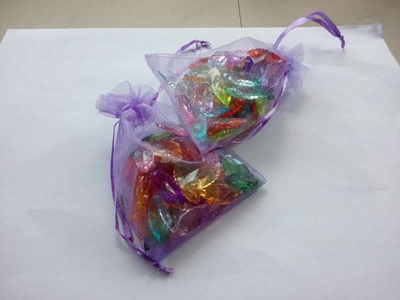 

50pcs 13*18 light Purple gift bags for jewelry/wedding/christmas/birthday Organza Bags with handles Packaging Yarn bag
