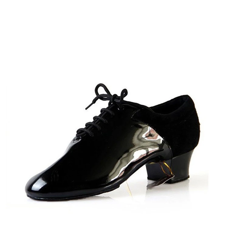 Sneakers Dance Shoes Ballroom Latin Shoes Jazz Import patent leather Comfortable heel High - end professional Black heel 4.5 cm