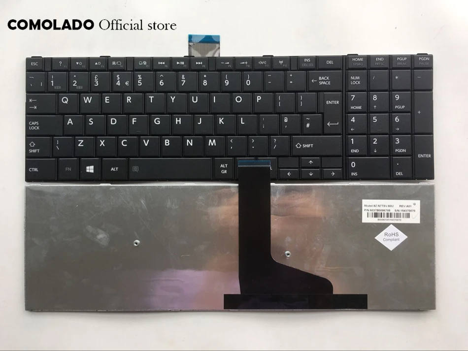 Британская клавиатура для Toshiba Satellite S50 S55 C70 C70-A C70D C75 C75D L70 L75 черный ноутбук