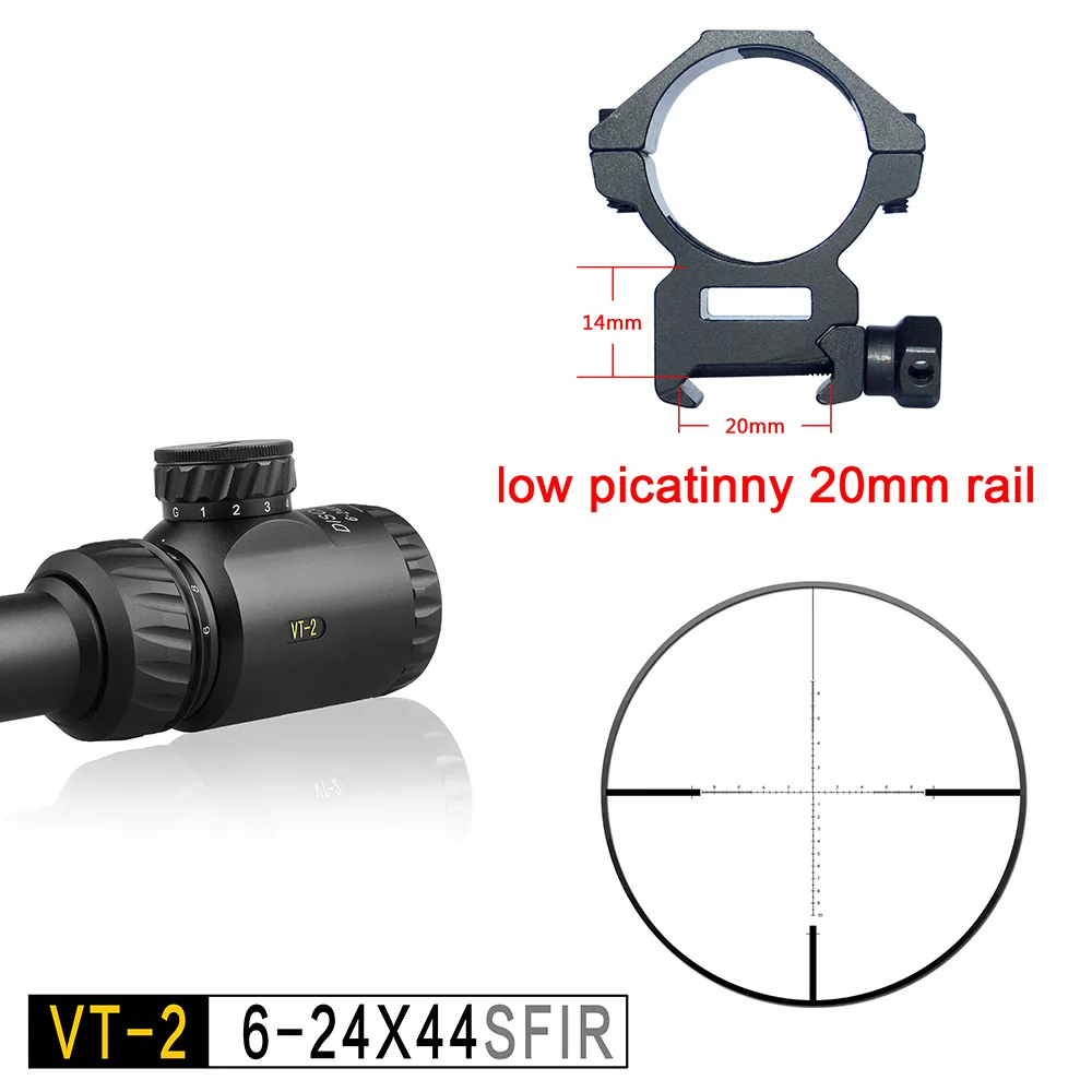 6low picatinny 20mm Discovery VT-2 6-24x44 SFIR Mil-dot оптический прицел с подсветкой - Цвет: 6low picatinny 20mm