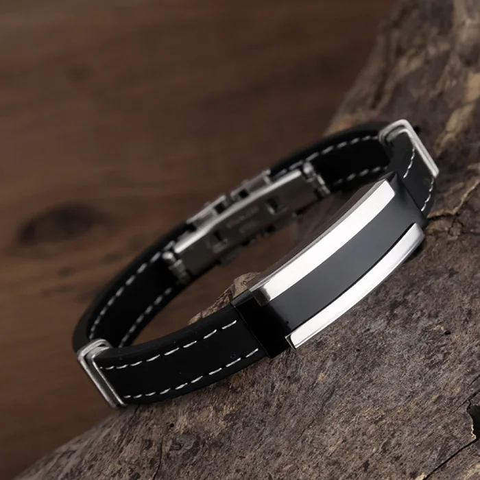 2018 мужские ювелирные изделия силиконовый браслет с черным покрытием из