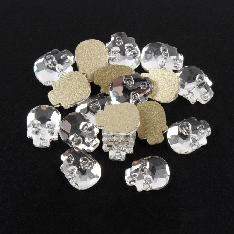 Skull 8x10mm 1000 шт блестящие стеклянные стразы для дизайна ногтей кристально чистые микс формы стеклянные плоские с оборота камни для 3D украшения ногтей - Цвет: Skull 8x10mm