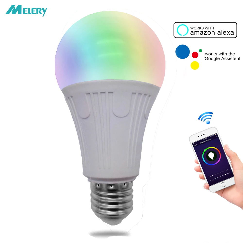 Умный WiFi светодиодный светильник лампа E26 A19 дистанционное управление 7 Вт RGB