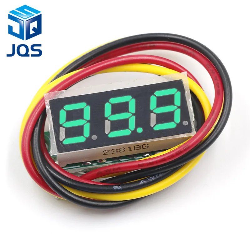 Зеленый DC 0 V-100 V 0,28 дюймов светодиодный цифровой вольтметр измеритель напряжения детектор напряжения монитор тестер панель автомобиля 12V 24V красный зеленый синий желтый - Цвет: Зеленый