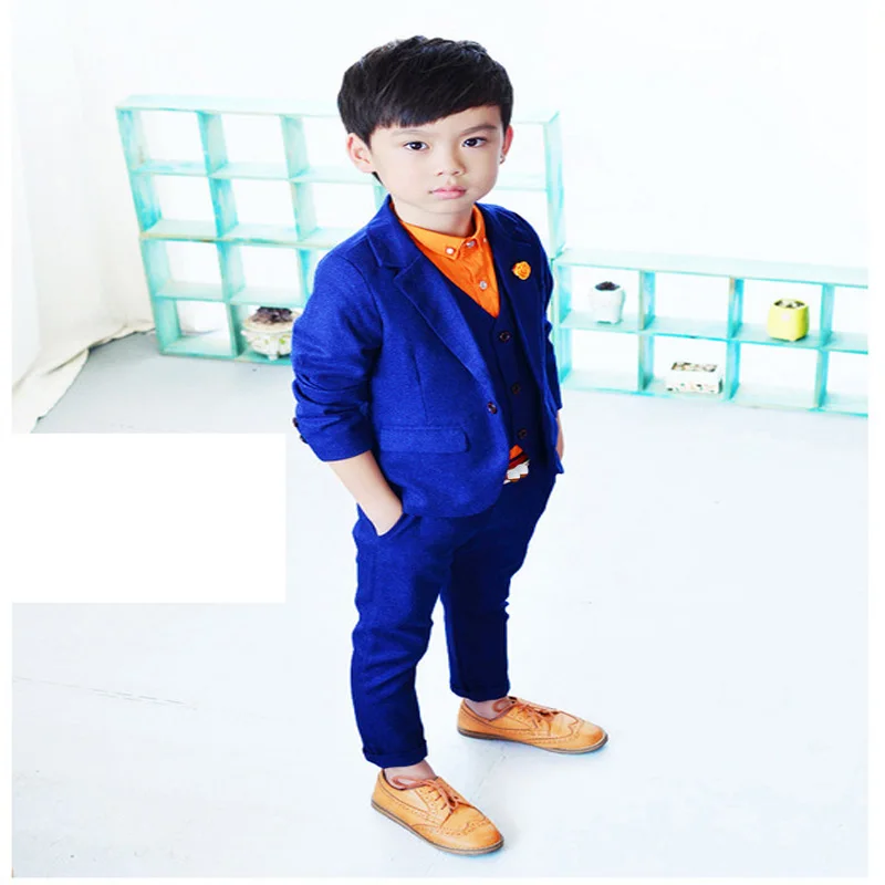 Детский комплект из 3 предметов: жилет + штаны Блейзер однотонный костюм для школы