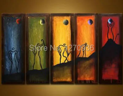 Под луной люди поднимаются на гору 100% ручная работа картина маслом холсте