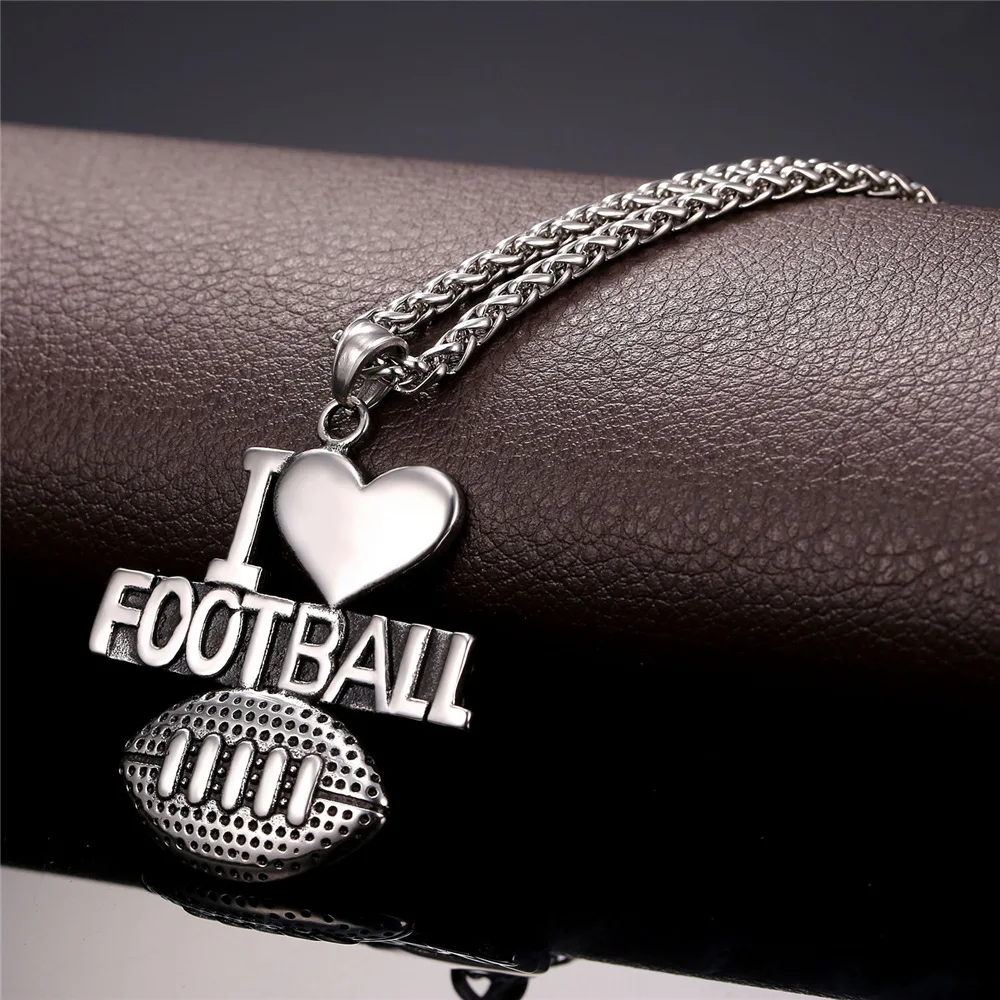 Я люблю футбольные Подвески с золотой цепочкой унисекс ожерелья и подвески для