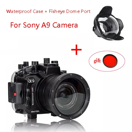 for Sony A9 Meikon 40 м/130ft Водонепроницаемый Корпус чехол для sony A7 III A7R III A9 A7S II A7 II A7R II A7M3 Камера+ провода угол купол Порты и разъёмы - Цвет: for Sony A9