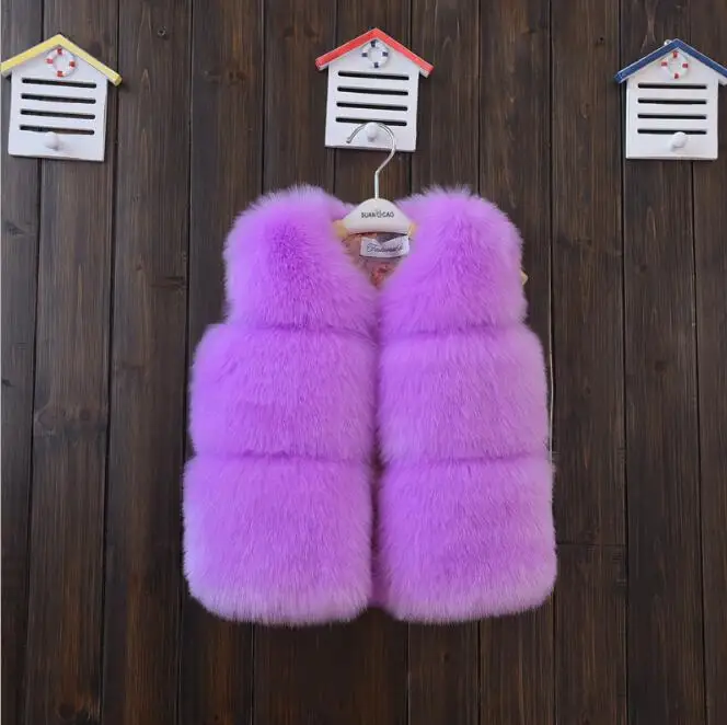 Baby girl fur vest Faux Fur baby vest / outwear vest /  Waistcoats Girls Autumn Fashion Solid Color Vests / 11 colors available images - 6