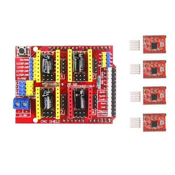 V3.0 гравер CNC щит + A4988 шаговый двигатель драйверы для UNO R3 Arduino|Детали и аксессуары