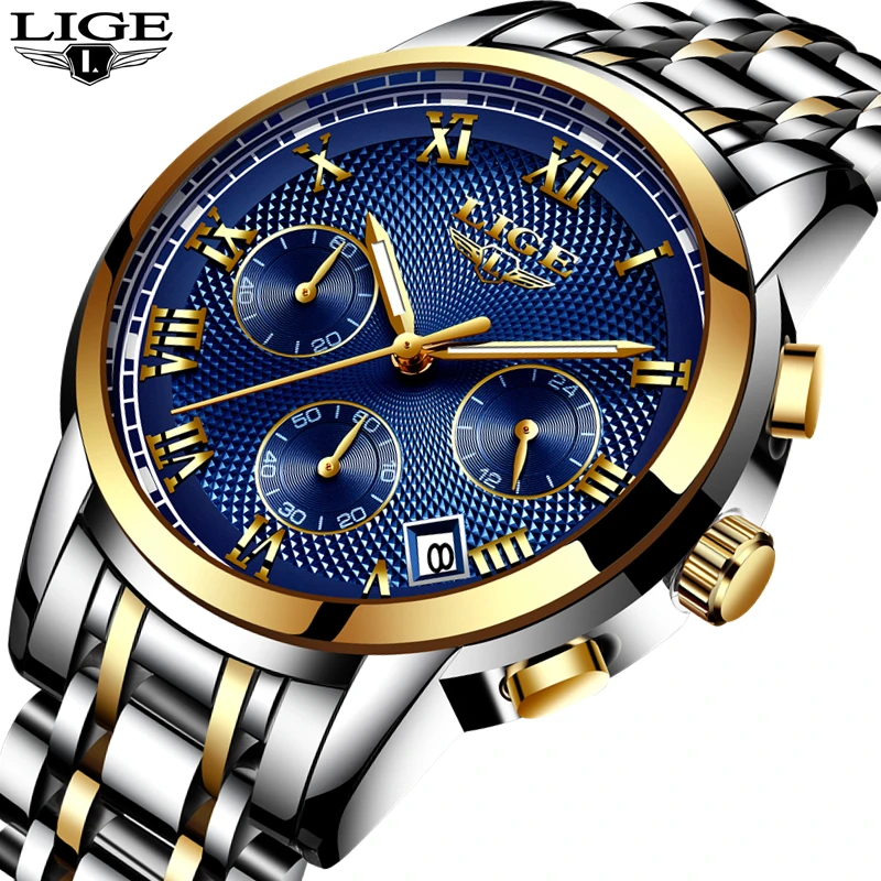 

2019 New Watches Men Luxury Brand LIGE Chronograph Men Sports Watches Waterproof Full Steel Quartz Men's Watch Relogio Masculino