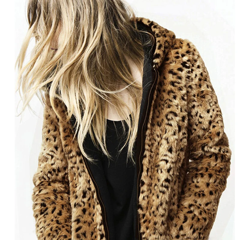2019 Winter Women Leopard Coat Fur Domineering Feral Faux Coats Fashion Warm Outwear Casaco De Pele PC185 | Женская одежда