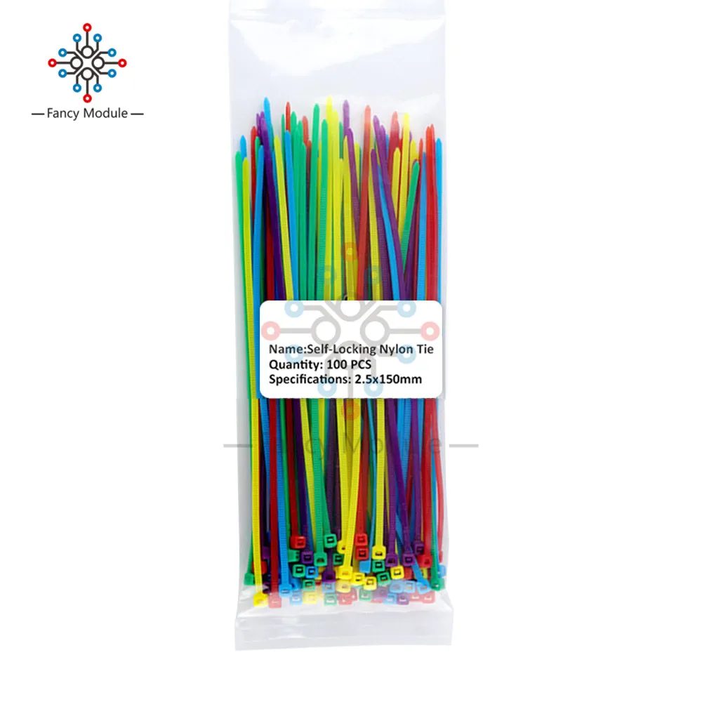 100PC Colorful Nylon Cable Marker Ties 10Colors 2.5*100mm 2.5*150mm 2.5*200mm Label Wire Straps Self-Locking Plastic | Обустройство