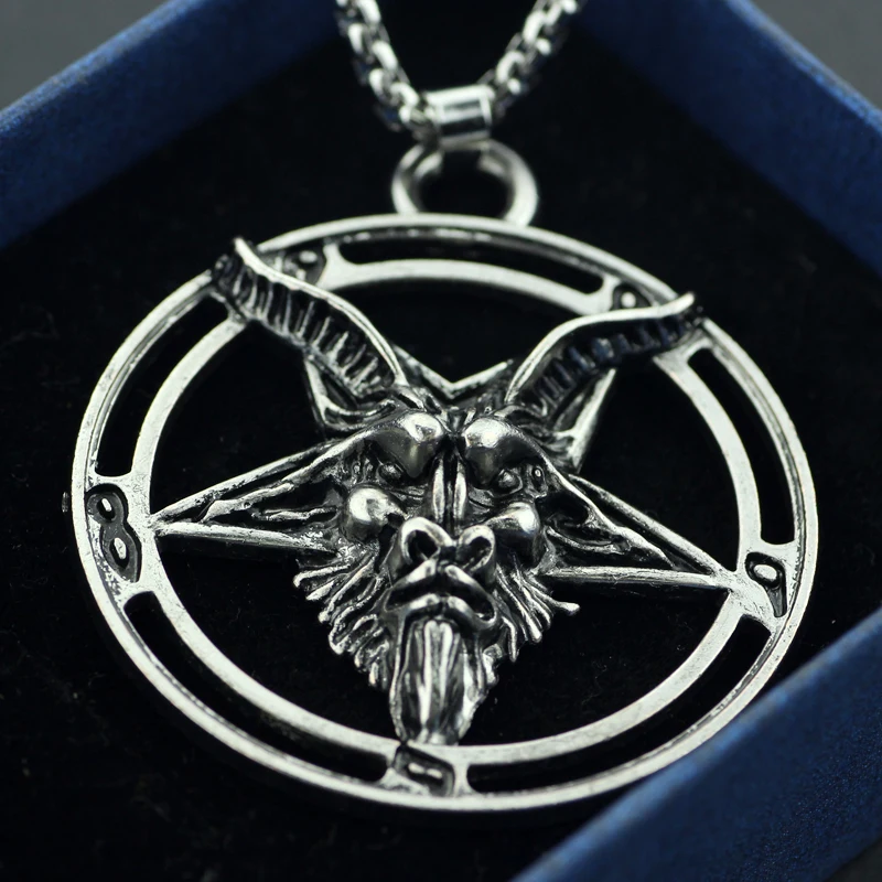 Ожерелье с подвеской в виде головы козы|pendant necklace|necklace for meninverted pentagram |