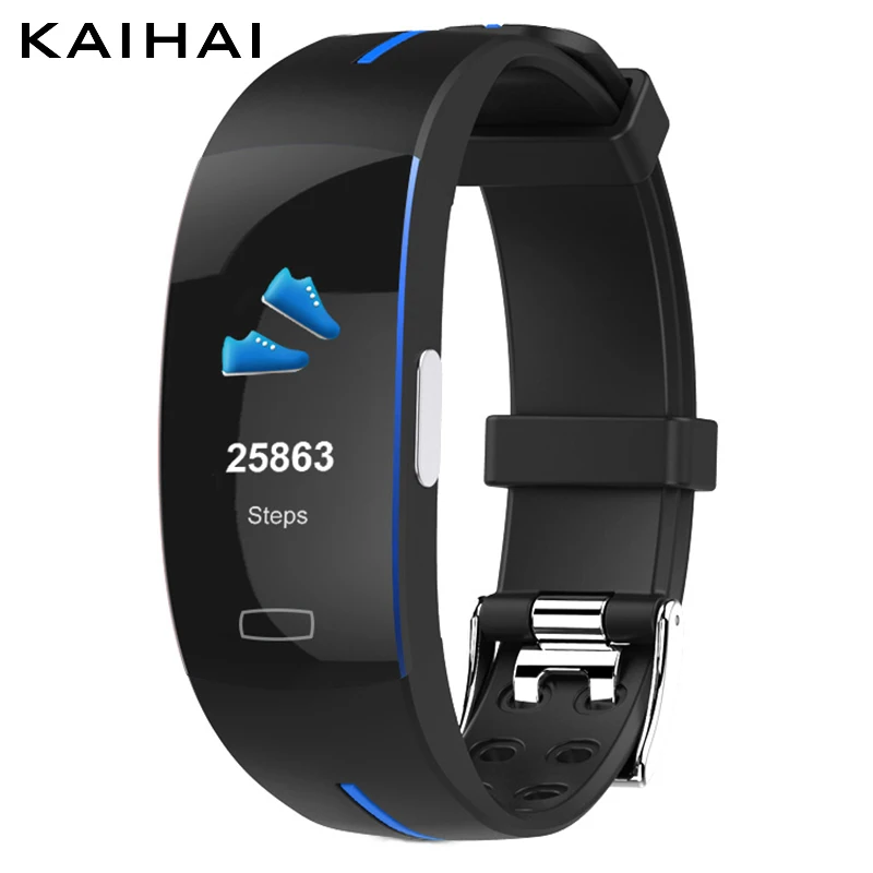 Blue smart bracelet Imosi P3 plus, браслет для измерения артериального давления, пульсометр, PPG ЭКГ, умный браслет, спортивные часы, фитнес-трекер, браслет - Цвет: Blue smart bracelet