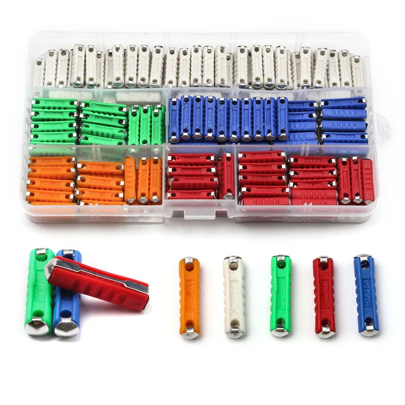 

SVALID 200PCS 25mm 5-25A Automotive European Fuse Dia 6mm Car Fuse GBC EU Car/Auto Blade 5 Sizes With Box
