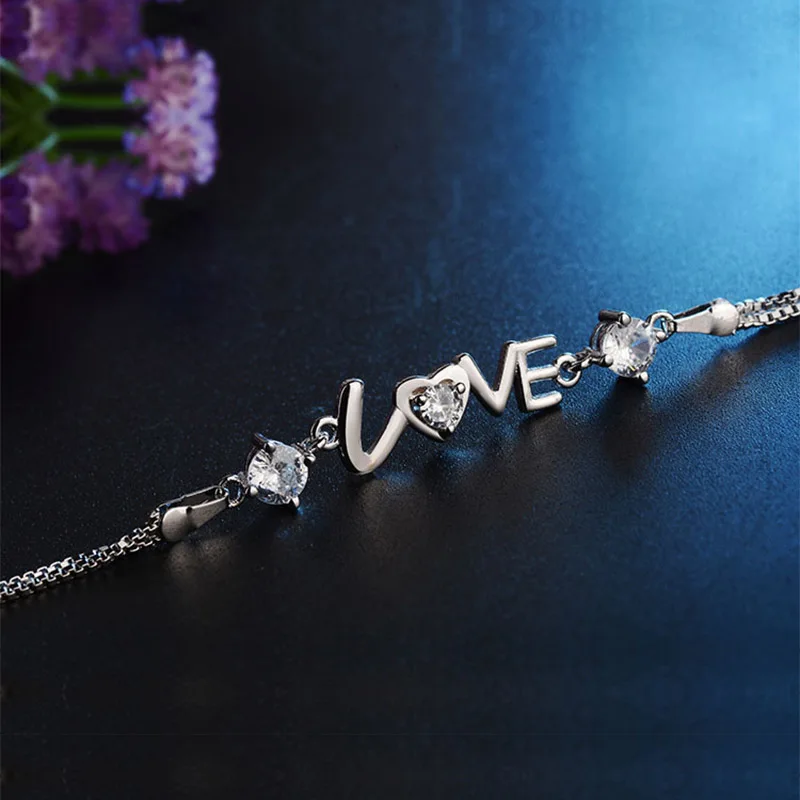 Милый женский браслет JYouHF классические милые Подвески с надписью Love мозаичные