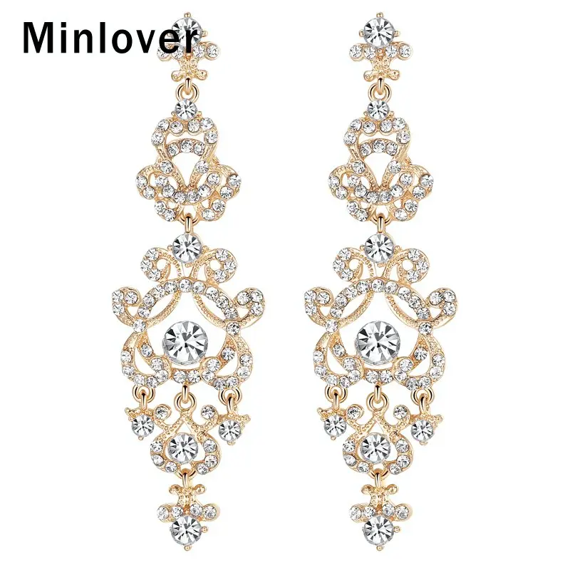 Minlover серебро/золото цвет длинные висячие серьги для Свадебный кулон Висячие из