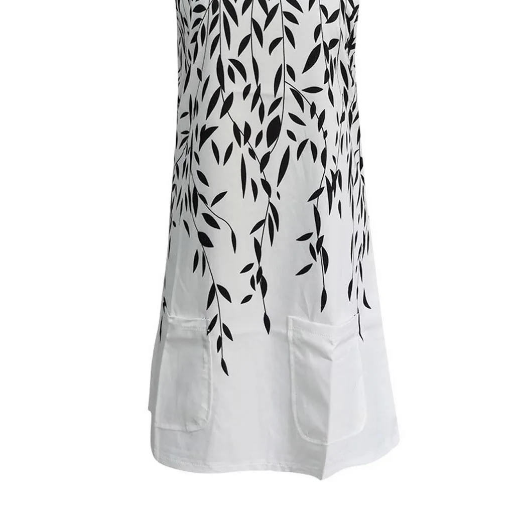 Женское летнее повседневное пляжное мини-платье без рукавов с принтом бохо