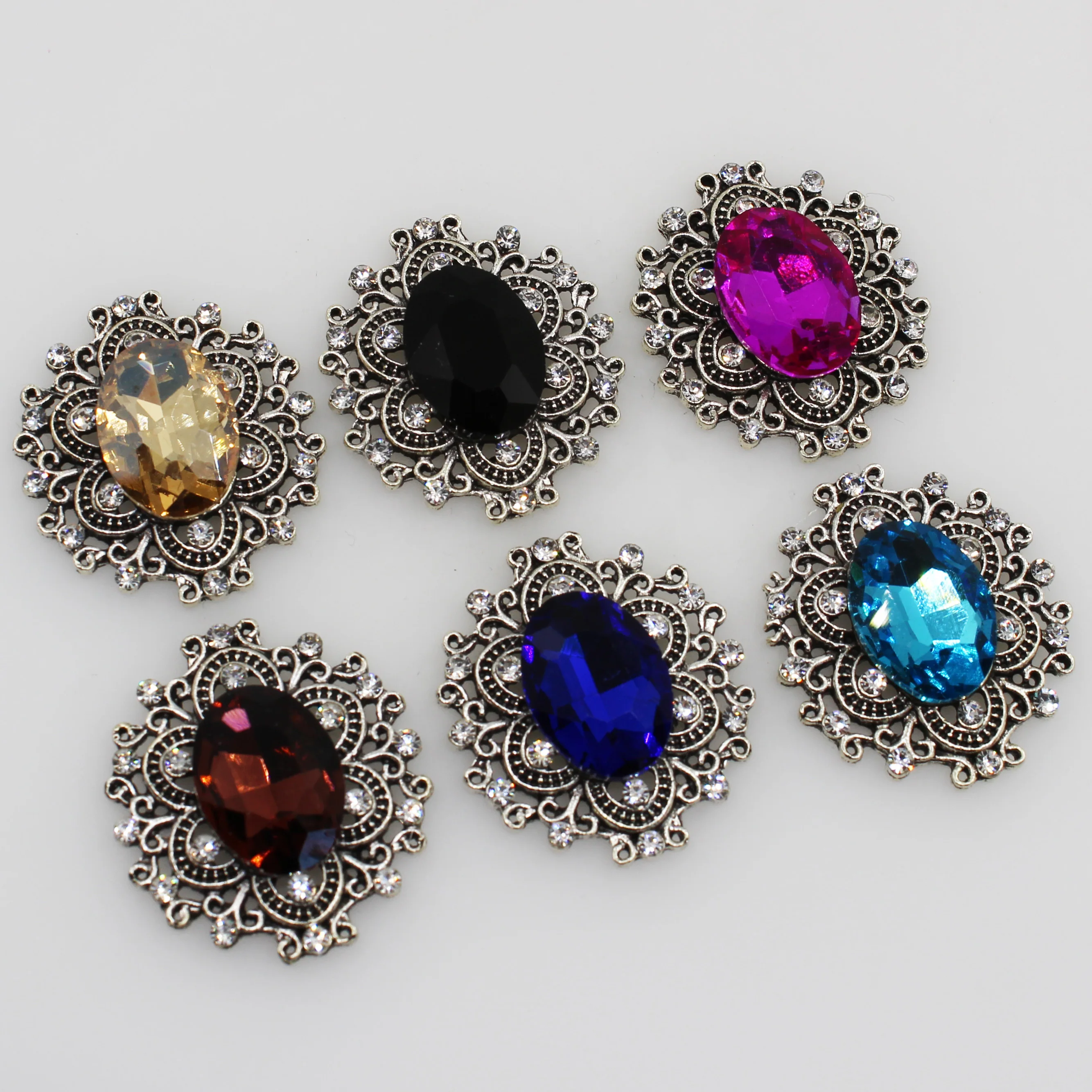 5 шт. цветные стеклянные стразы в стиле ретро на пуговицах свадебные