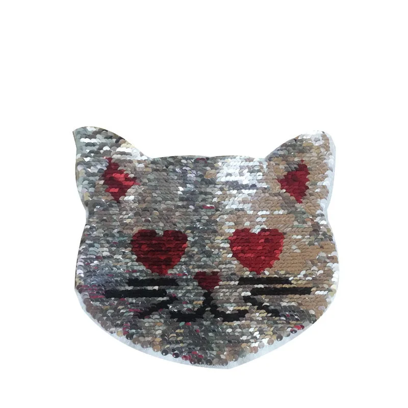 1pcs Cat Reversible Change Sequins Patches For Clothes Kids Boy Girl T Shirt Sew On Embroidered Fabric Badges DIY Applique | Дом и сад