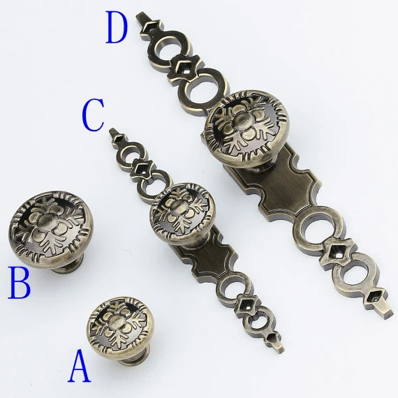 Винтаж шкаф ручки тянет назад пластины кабинета античная бронза ящика Ручка