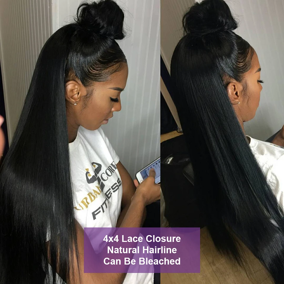 Бразильские 4*4 прямые волосы на шнурках парик Remy человеческие парики