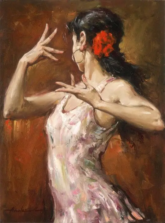 

Handmade Portrait Oil Painting on Canvas Modern Wall Arts Passionate by Andrew Atroshenko Dancer Painting No Framed