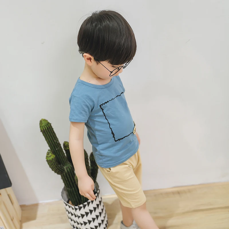 2019 летняя футболка с короткими рукавами для маленьких мальчиков + штаны комплект