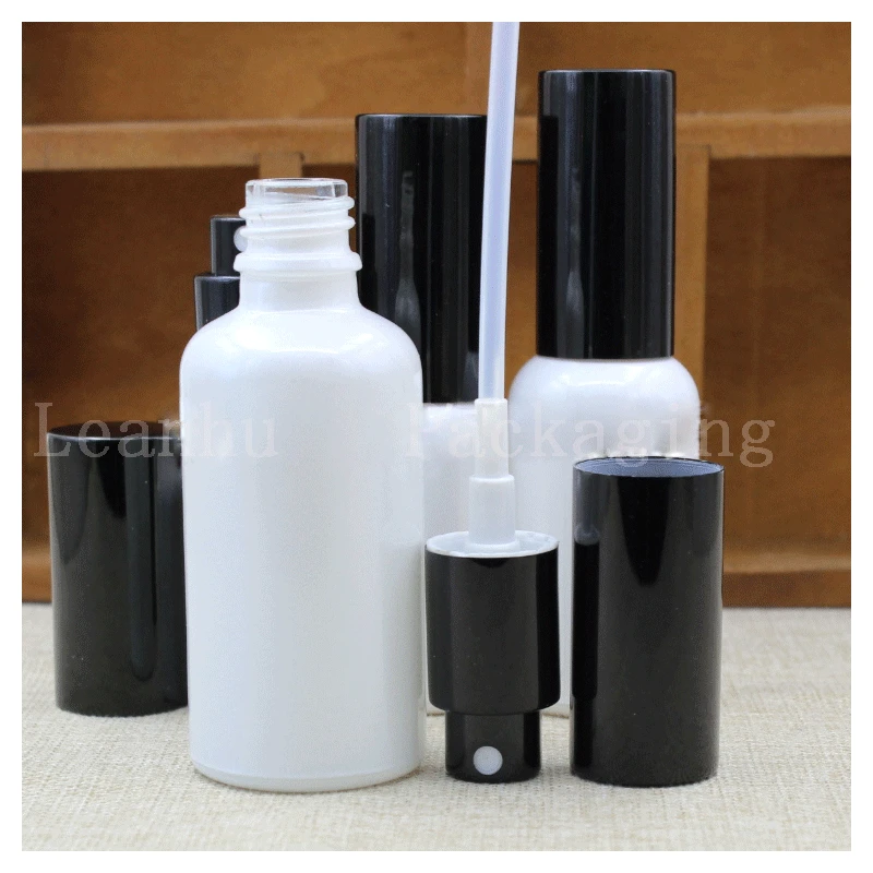 

Wholesale White Essential oil Spray Bottle + Black Lid,Used For Personal Care, Beauty Skin Care, Empty Bottles of Cosmetics