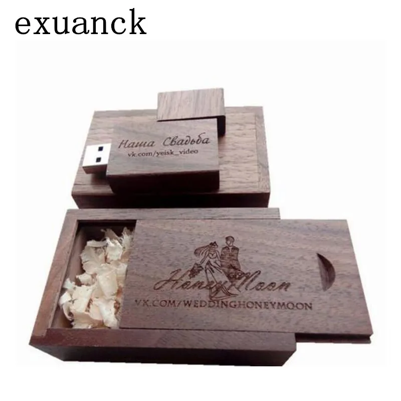 Exuanck Дерево орех флеш накопитель Usb 2 0 4GB/8GB/16GB/32GB/64GB изготовленный на заказ